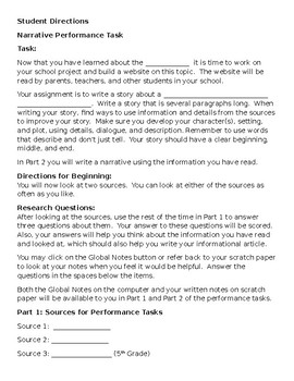 Preview of **Performance Task Template*** Narrative