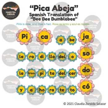 Preview of "Pica Abeja" Spanish Translation of "Bee Bee Bumblebee" FREEBIE