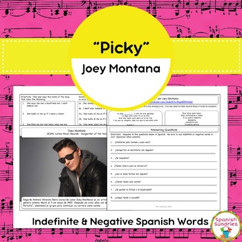 Preview of "Picky" and Indefinite & Negative Spanish Words
