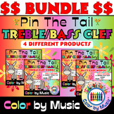 "Pin The Tail" Treble/Bass Clef Game BUNDLE | Elementary M