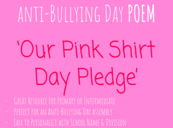 Preview of 'Pink Shirt Day Pledge' POEM (Black & White)