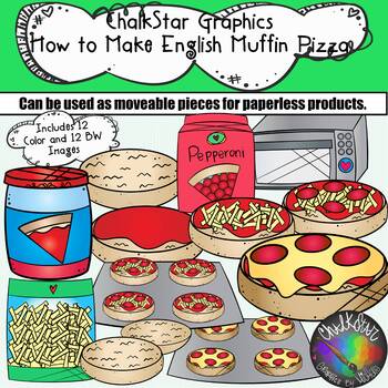 Preview of {Pizza} How to Make English Muffin Pizza Clip Art- Chalkstar Graphics