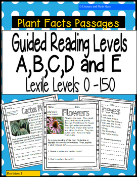 Preview of (Plants) Leveled Passages Guided Reading Levels A,B,C,D,E (Lexiles 0-150)