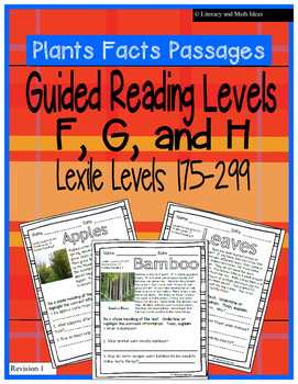 Preview of (Plants) Leveled Passages Guided Reading Levels F,G,H (Lexiles 175-299)