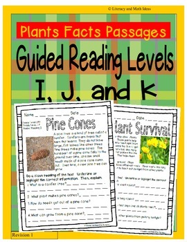 Preview of (Plants) Leveled Passages Guided Reading Levels I,J,K (Lexiles 290-440)