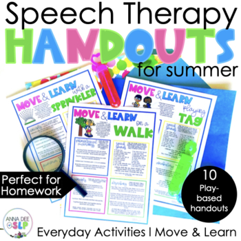 Preview of Summer Speech and Language Therapy Homework Handouts for Parents