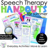 Summer Speech and Language Therapy Homework Handouts for Parents