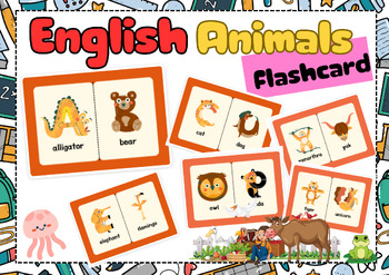Preview of ★ Playful English Alphabet Animals Educational Flashcard A-Z