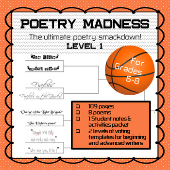 Preview of "Poetry Madness" Middle School Poetry Tournament--Level 1