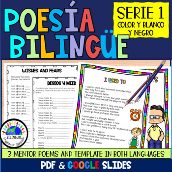 Preview of Poetry Writing Activities Mini Unit Poems  for Back to School Bilingual