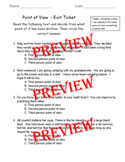 "Point of View Exit Ticket" ~1st, 2nd, & 3rd Person~ 8 Que