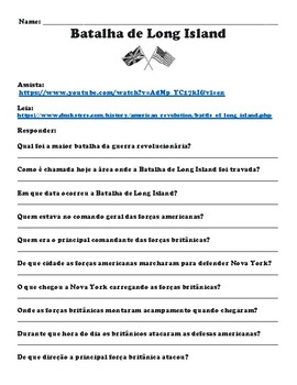 Preview of (Portuguese) Battle of Long Island "Watch, Read & Answer" Online Assignment PDF