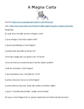 Preview of (Portuguese) Magna Carta "Watch, Read & Answer" Online Assignment (Word)
