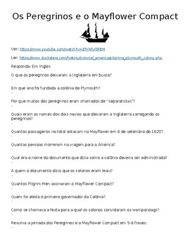 Preview of (Portuguese) Mayflower Compact "Watch, Read & Answer" Online Assignment (Word)