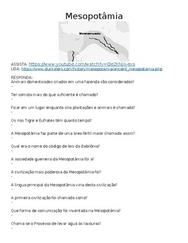 Preview of (Portuguese) Mesopotamia "Watch, Read & Answer" Online Assignment (Word)