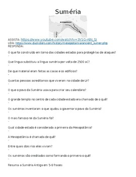 Preview of (Portuguese) Sumeria "Watch, Read & Answer" Online Assignment (Word)