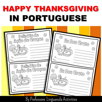 Preview of Portuguese Thanksgiving Cards - Portuguese Thank You Cards - Ação de Graças