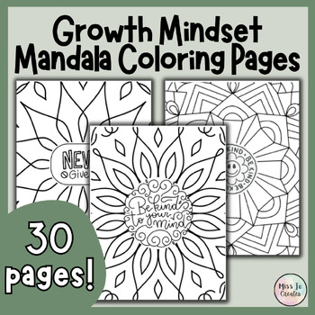 Preview of  Positive Growth Mindset Mandala Coloring Pages