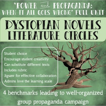 Preview of "Power and Propaganda" Dystopian Novels Literature Circle Full Unit
