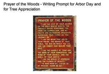 Preview of “Prayer of the Woods" - Earth Day, Arbor Day, Tree Appreciation - writing prompt