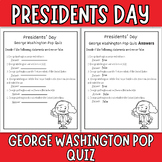 "Presidents' Day Activities George Washington Pop Quiz for