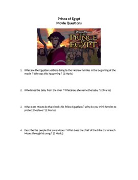 Preview of "Prince of Egypt" Movie Questions & Answers