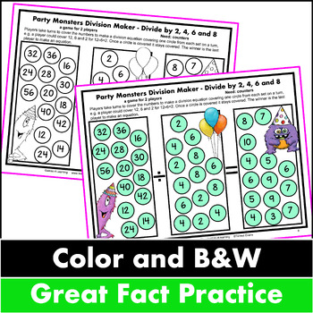 printable monster division games for math fact fluency division facts practice