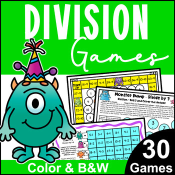 Preview of Printable Monster Division Games for Math Fact Fluency: Division Facts Practice