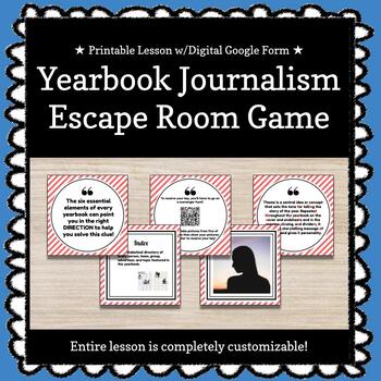 Preview of ★ Printable ★ Yearbook Journalism Customizable Escape Room / Breakout Game