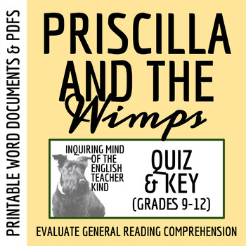 Preview of "Priscilla and the Wimps" by Richard Peck Quiz and Answer Key (Printable)