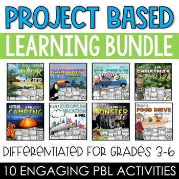 Preview of Project Based Learning PBL Projects Bundle Math Writing 3rd 5th 5th Grade