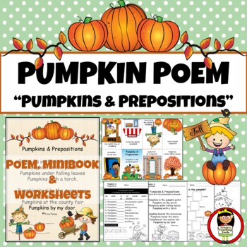 Preview of Pumpkins & Prepositions Poem, Mini-book and Worksheets (2nd-3rd Grades)