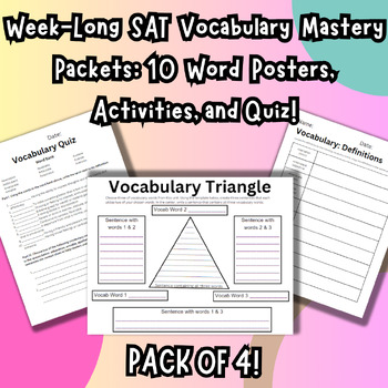 Preview of 'Q-T' SAT Vocabulary Mastery Bundle: Word Posters, Activities, and Quizzes!