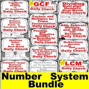 Preview of (QC) Number Systems and Operations Quick Check Bundle
