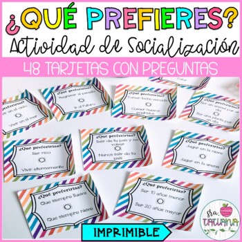 Preview of ¿Qué prefieres? | Tarjetas | What would you do| Questions for Kids in Spanish