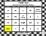 "QUE" Sort - Word Sorts for Intermediate Readers