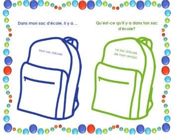 Preview of French School Supplies & Backpack Interview Worksheet