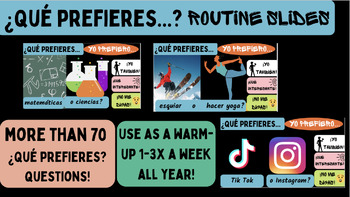 Preview of ¿Qué prefieres? Routine Conversation Slides