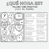 ¿Qué Hora Es? Telling Time in Spanish Color By Number Work