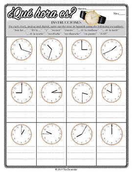 10 Best Images Of Hora Spanish Worksheets Spanish Telling Time