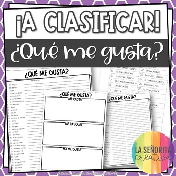 Preview of Qué Me Gusta | Sorting Activity for Spanish Likes and Dislikes