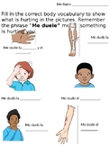 ¿Qué duele? Worksheet for Body Vocabulary