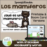 Los mamíferos Spanish Mammals Reader Printable & Boom Card