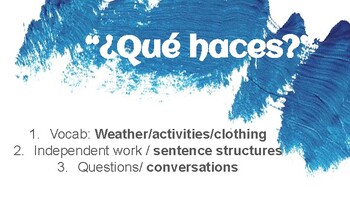 Preview of ¿Qué haces? ( Weather, clothing, pastimes )