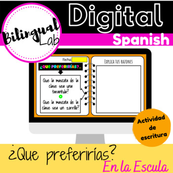 Preview of ¿Que preferirías? En la Escuela -(Would you rather in Spanish) Distance Learning