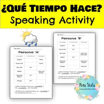 ¿Qué tiempo hace? Partner Practice Speaking Activity for Weather in Spanish
