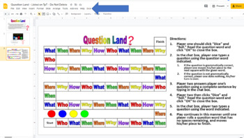 Preview of "Question Word Dice" Script for Google Slides and Google Docs