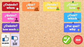 Preview of "Question Words" Zoom Background (Spanish)