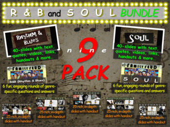 Preview of "R&B" & "SOUL" 9-Pack Music Bundle (slides, links, games, handouts & more)