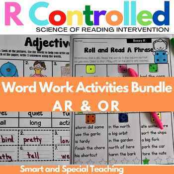 Preview of R Controlled Vowels AR and OR Phonics Word Work Worksheets (RTI)